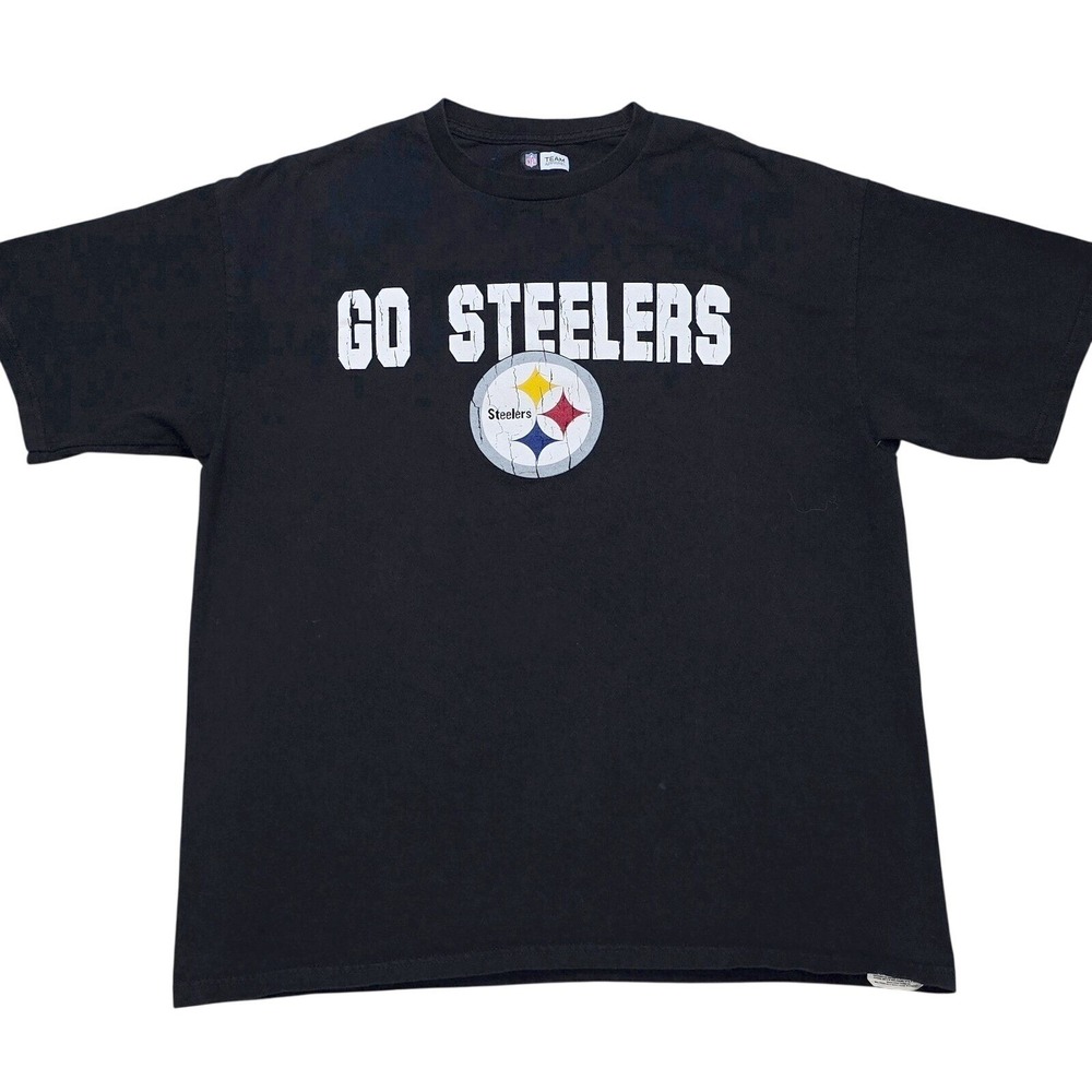Pittsburgh Steelers NFL Team Apparel Mens XL Go Steelers T Shirt‎ Black Cotton